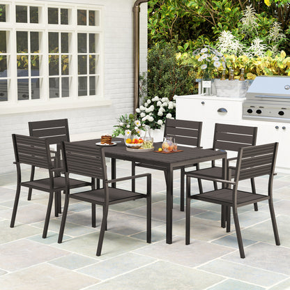 Outsunny Seven-Piece Outdoor Dining Set - Brown