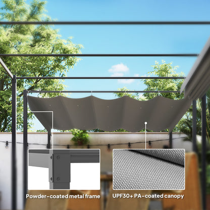 Outsunny 3 x 3m Retractable Roof Metal Pergola - Grey