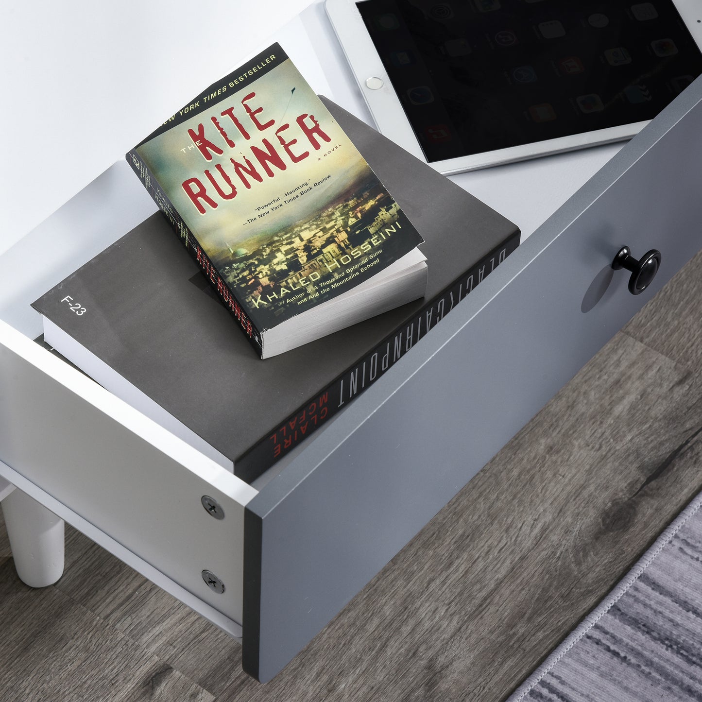 HOMCOM Modern Cabinet, Bedside Table, Storage Organizer, with Doors and Drawer for Bedroom & Living Room
