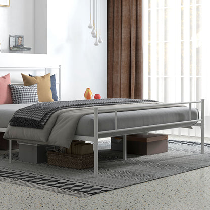HOMCOM King Bed Frame, Metal Bed Base with Headboard and Footboard, Metal Slat Support and 31cm Underbed Storage Space