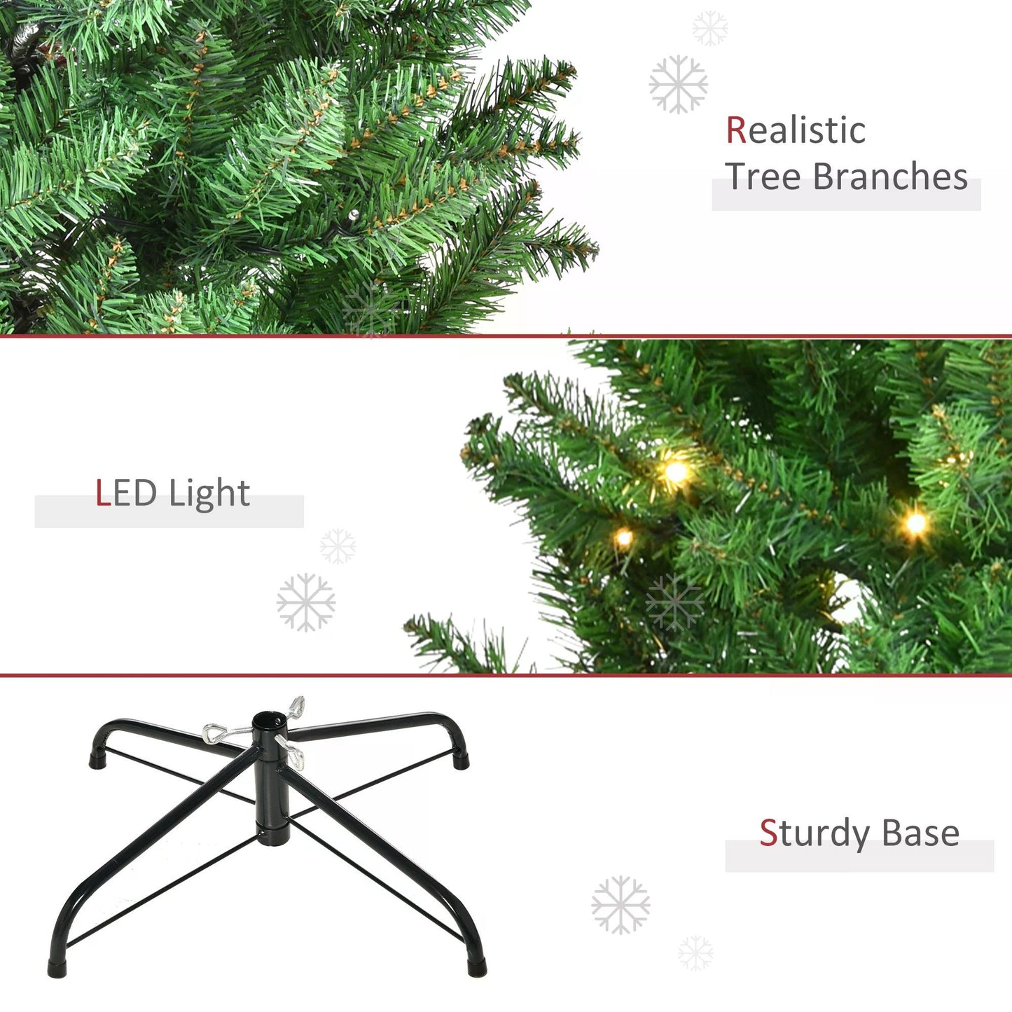 HOMCOM 4 Feet Prelit Artificial Christmas Tree Warm White LED Light Holiday Home Xmas Decoration, Green