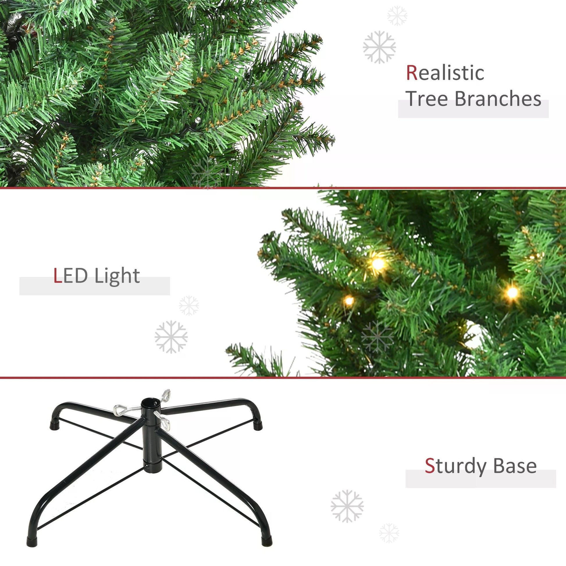 HOMCOM 4 Feet Prelit Artificial Christmas Tree Warm White LED Light Holiday Home Xmas Decoration, Green