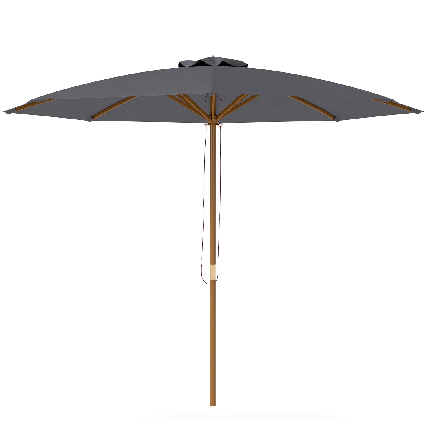 Outsunny 3m Wood Pole Parasol Umbrella - Grey