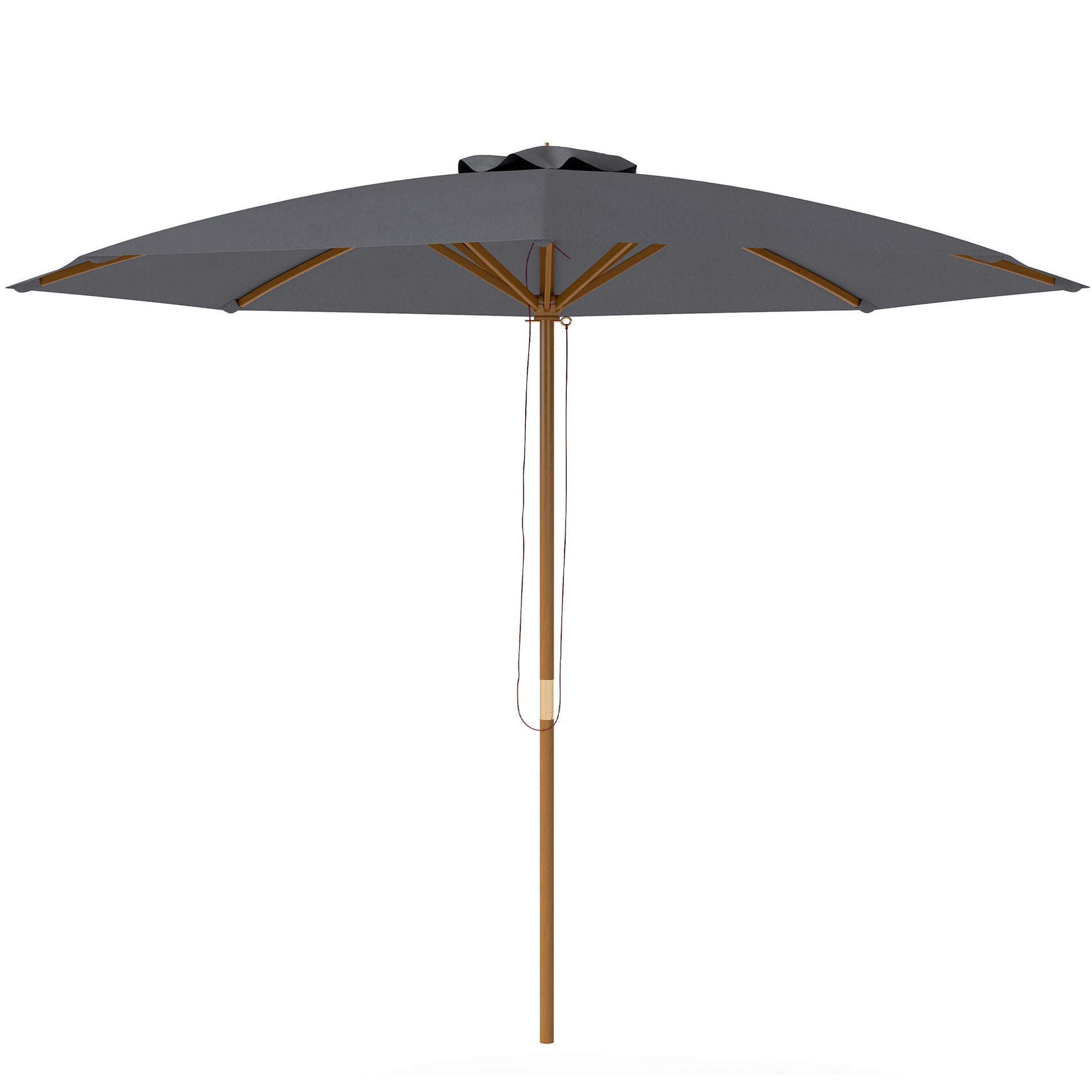 Outsunny 3m Wood Pole Parasol Umbrella - Grey