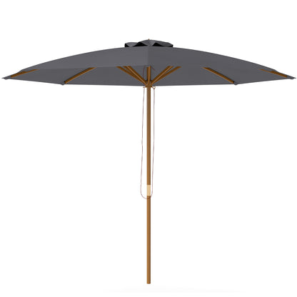 Outsunny 3m Wood Pole Parasol Umbrella - Grey