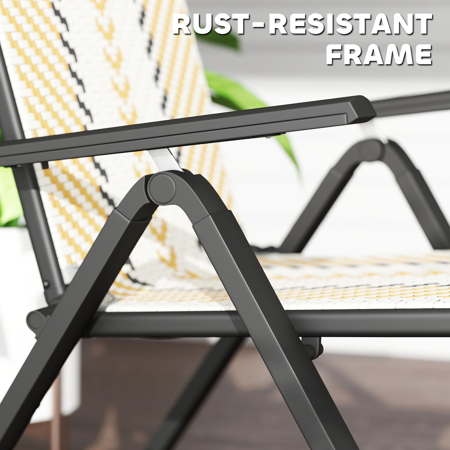 Outsunny Set of Two Rattan Reclining Garden Chairs - Multicolour