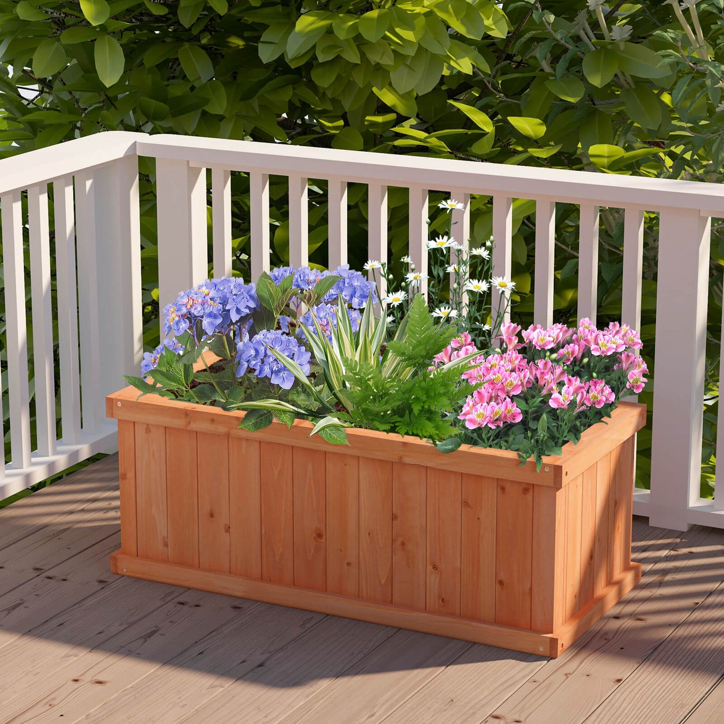 Raised Garden Bed Wooden Planter Box with Detachable Bottom-Orange
