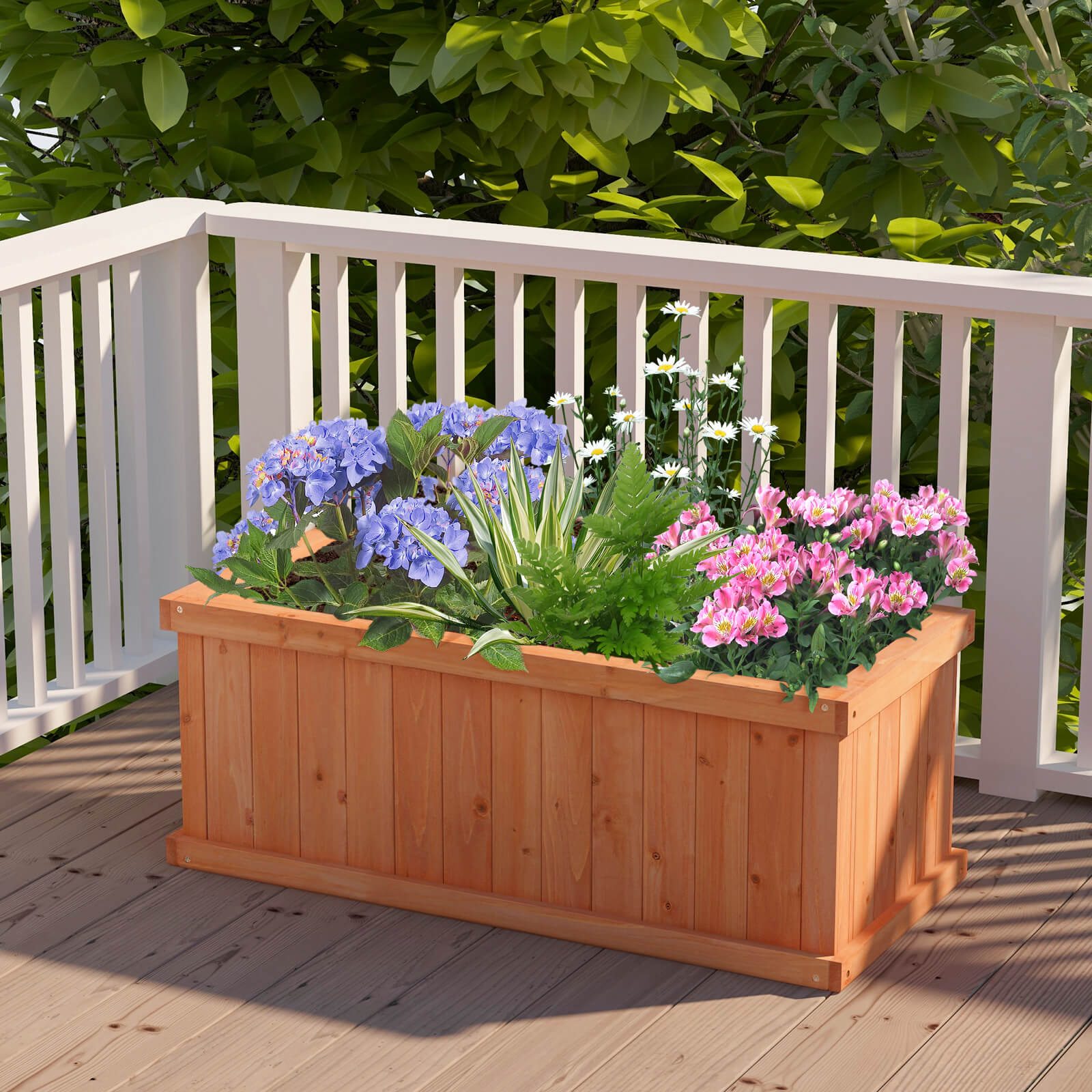 Raised Garden Bed Wooden Planter Box with Detachable Bottom-Orange