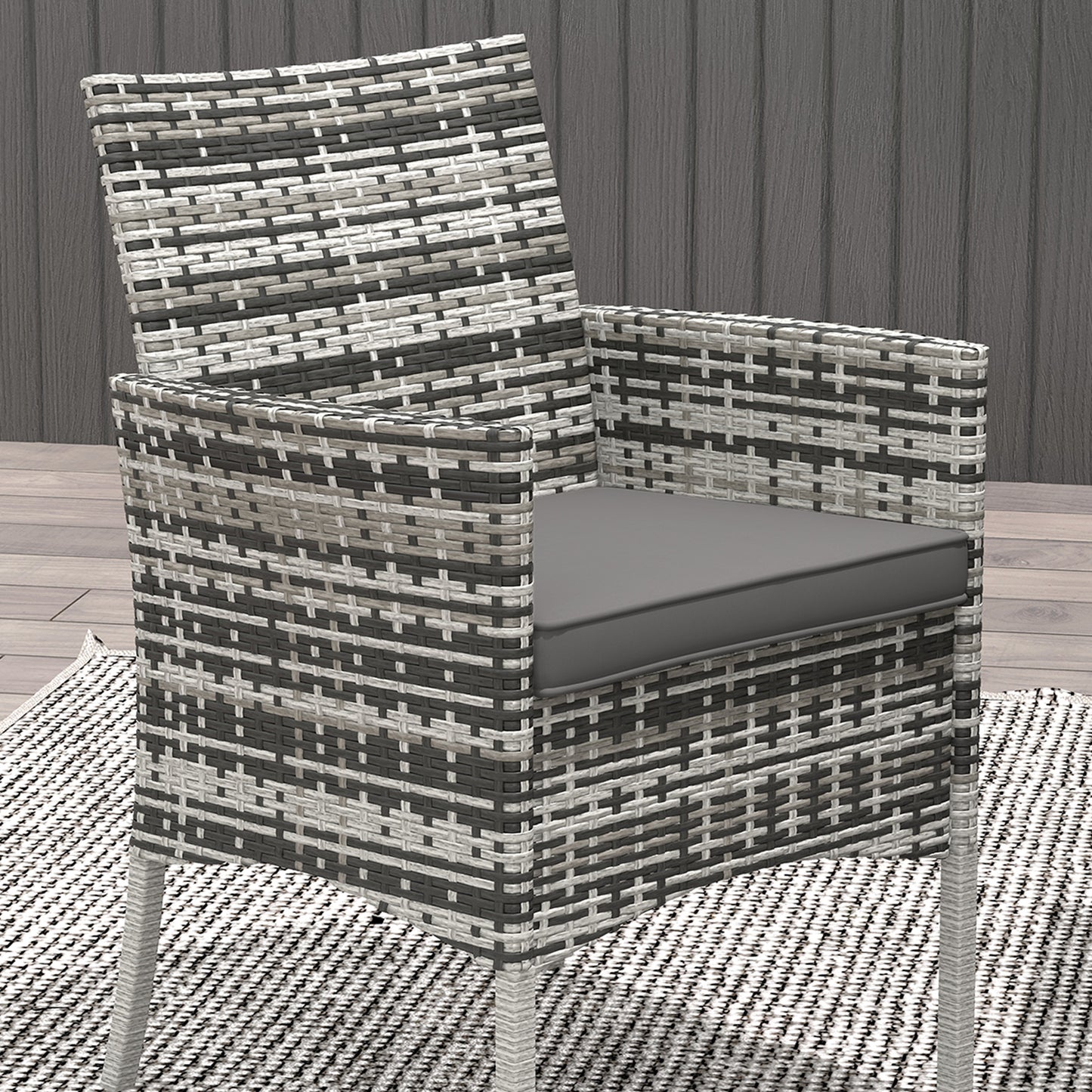 Outsunny Five-Pieces Rattan Dining Set - Mixed Grey