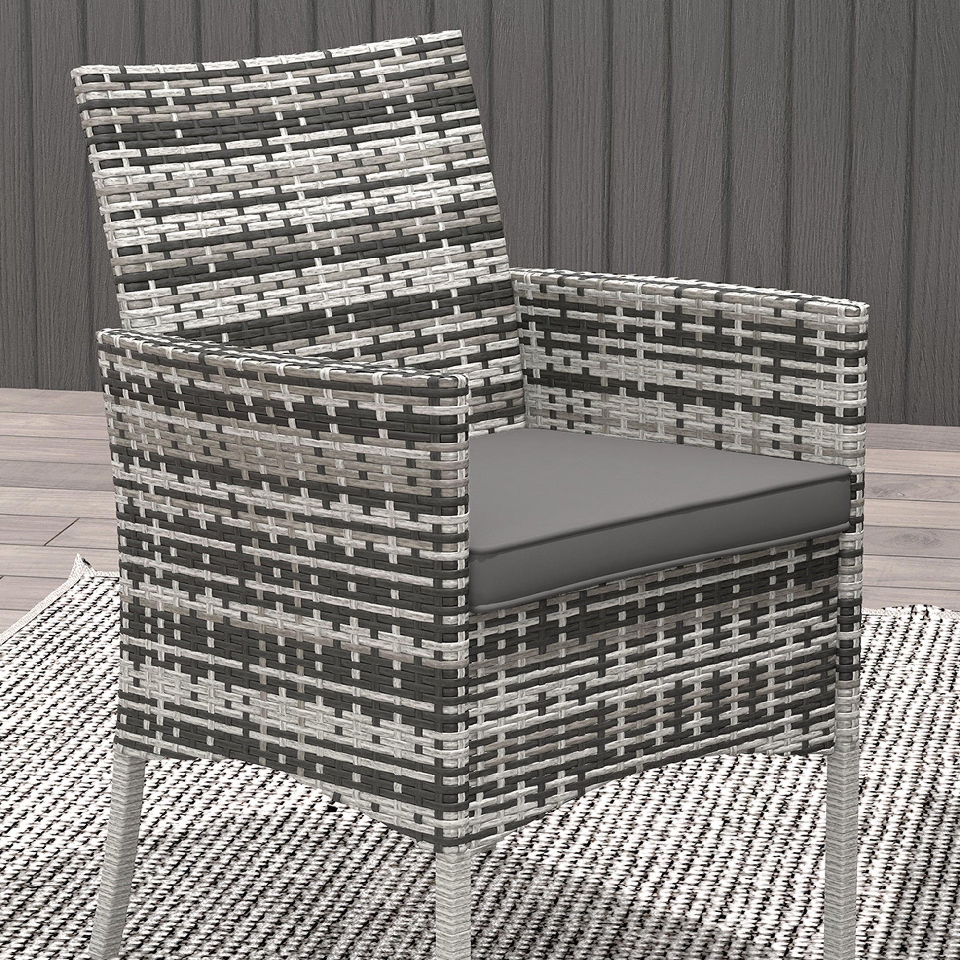 Outsunny Five-Pieces Rattan Dining Set - Mixed Grey