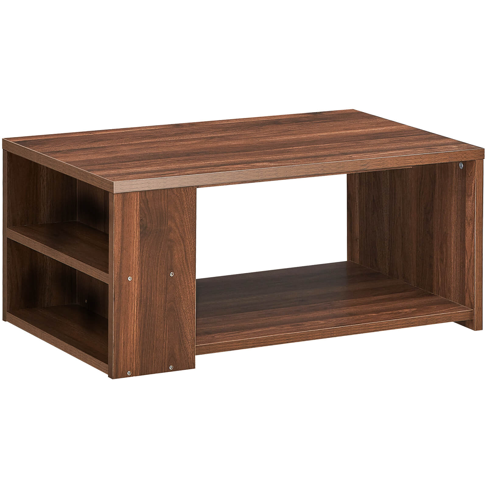 Rectangle Coffee Table with Storage Shelf-Walnut