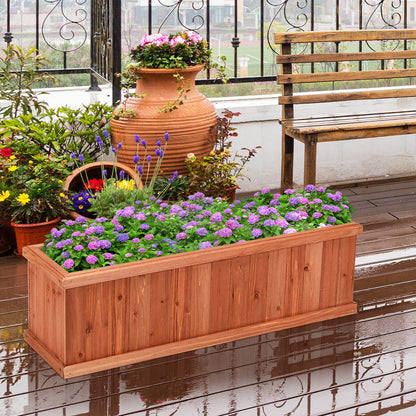 Rectangular Wooden Garden Planter Box with Drain Holes