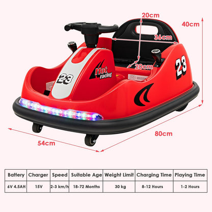 6V Battery Powered Kids Ride On Bumper Car with Dual Joysticks-Red