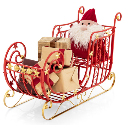 Red Santa Sleigh with Large Cargo Area for Gifts and Golden Stars 