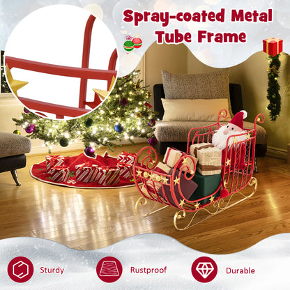 Red Santa Sleigh with Large Cargo Area for Gifts and Golden Stars 