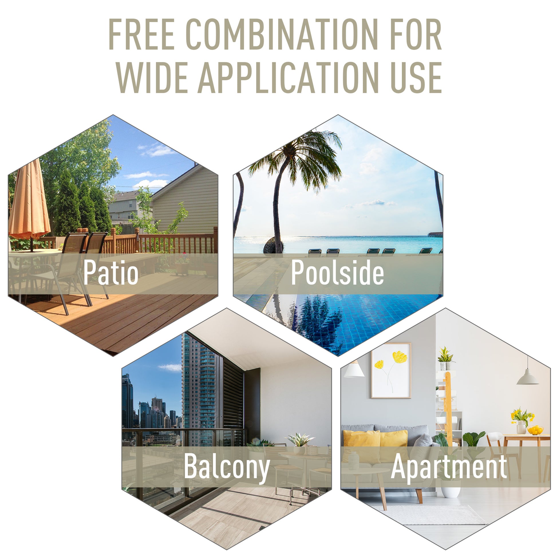 Outsunny Set of Six Folding Garden Chairs - Beige