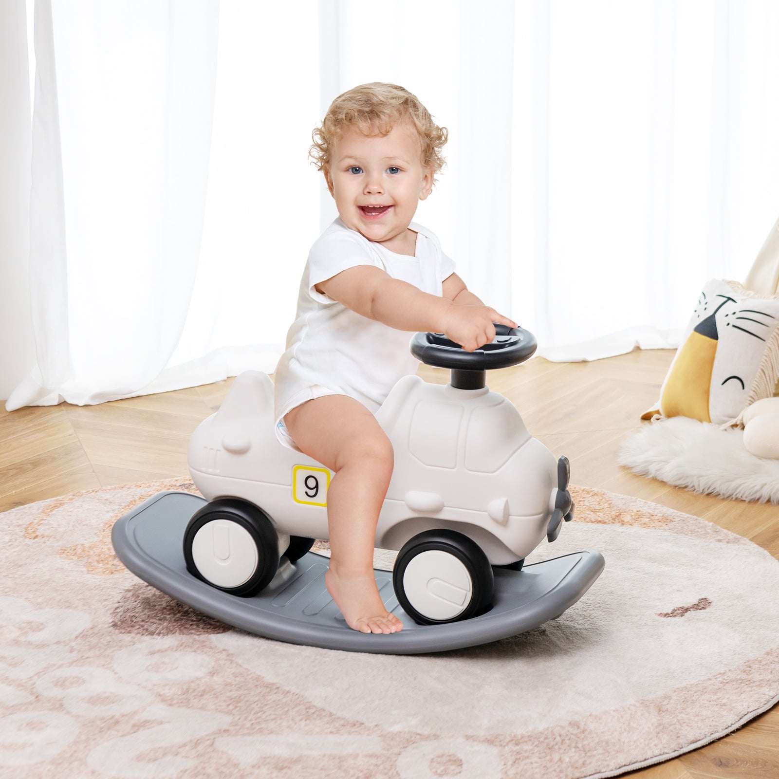 3-in-1 Rocking Horse and Sliding Car with Detachable Balance Board ...
