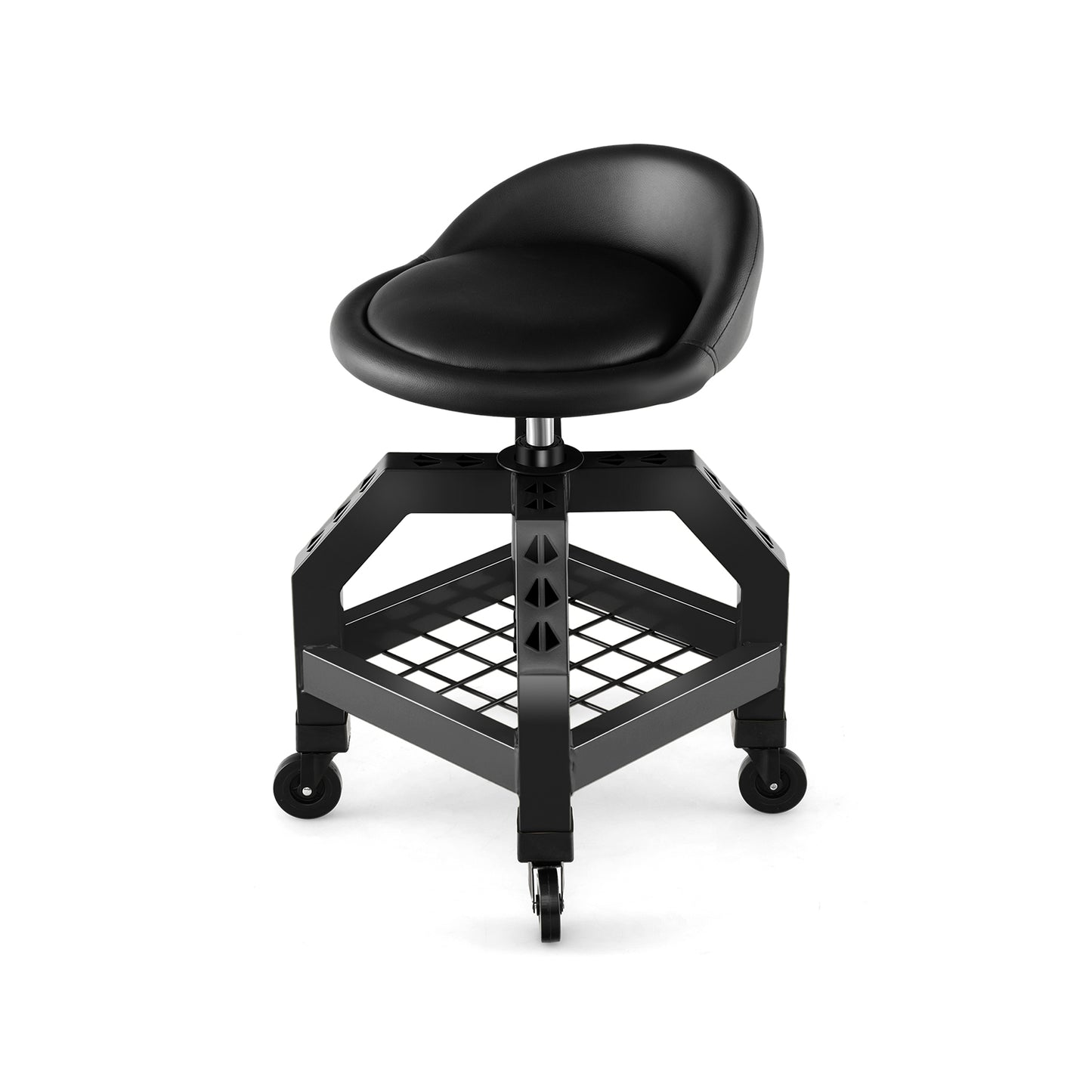 Rolling Seat Mechanic Stool Chair Height Adjustable with Tool Tray-Black
