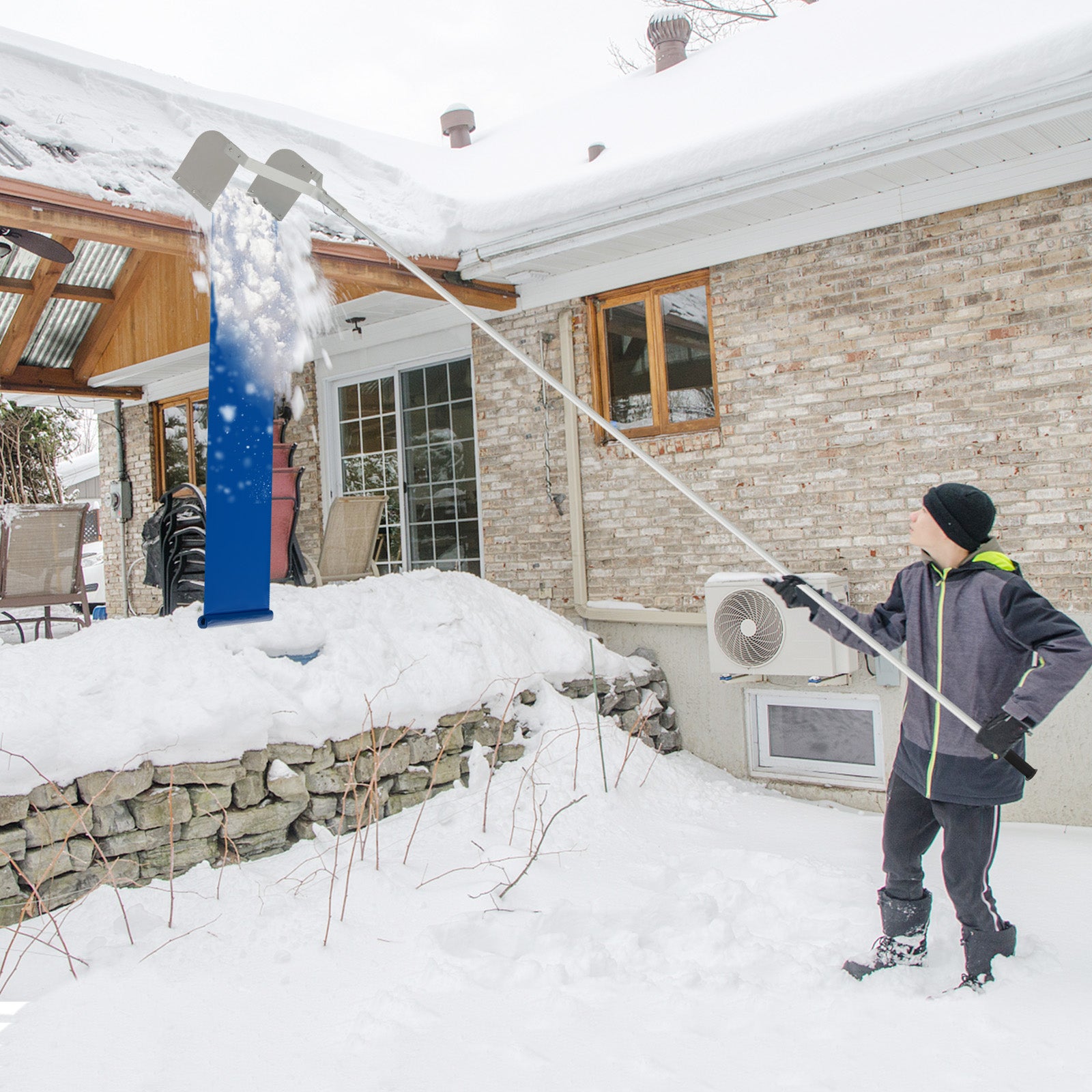 Roof Rake Snow Removal Aluminum Snow Roof Rake with 624 Max Length ...