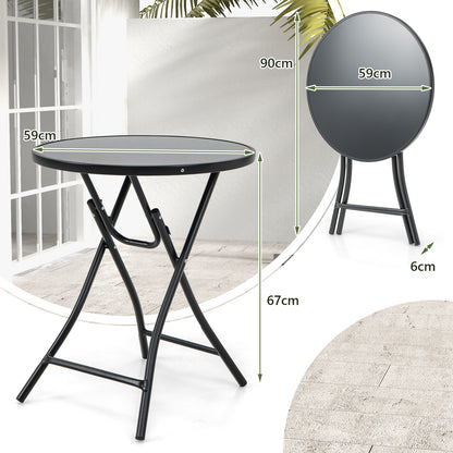Round Bistro Table with Tempered Glass Tabletop