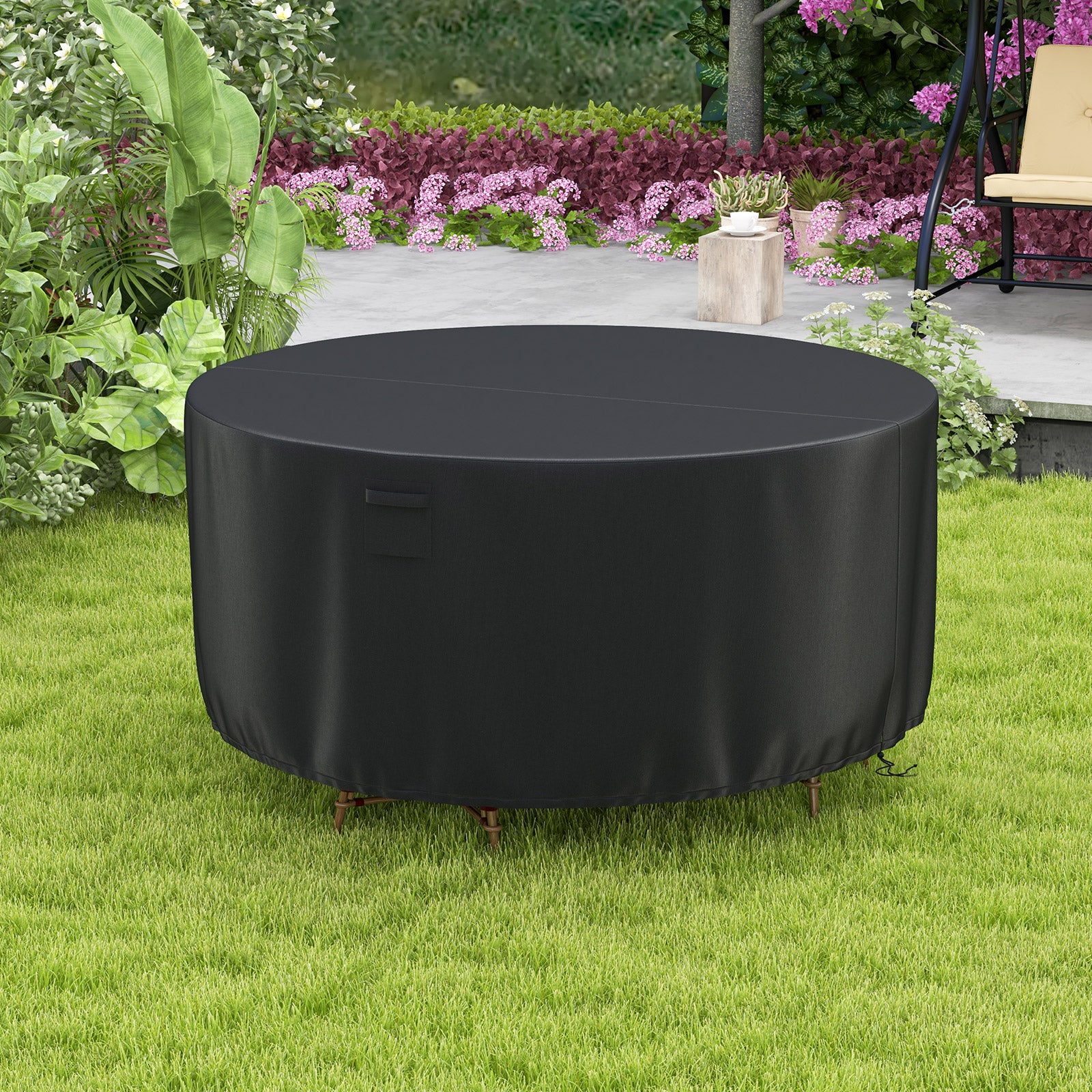158/181/213 CM Round Patio Furniture Cover-Black-S
