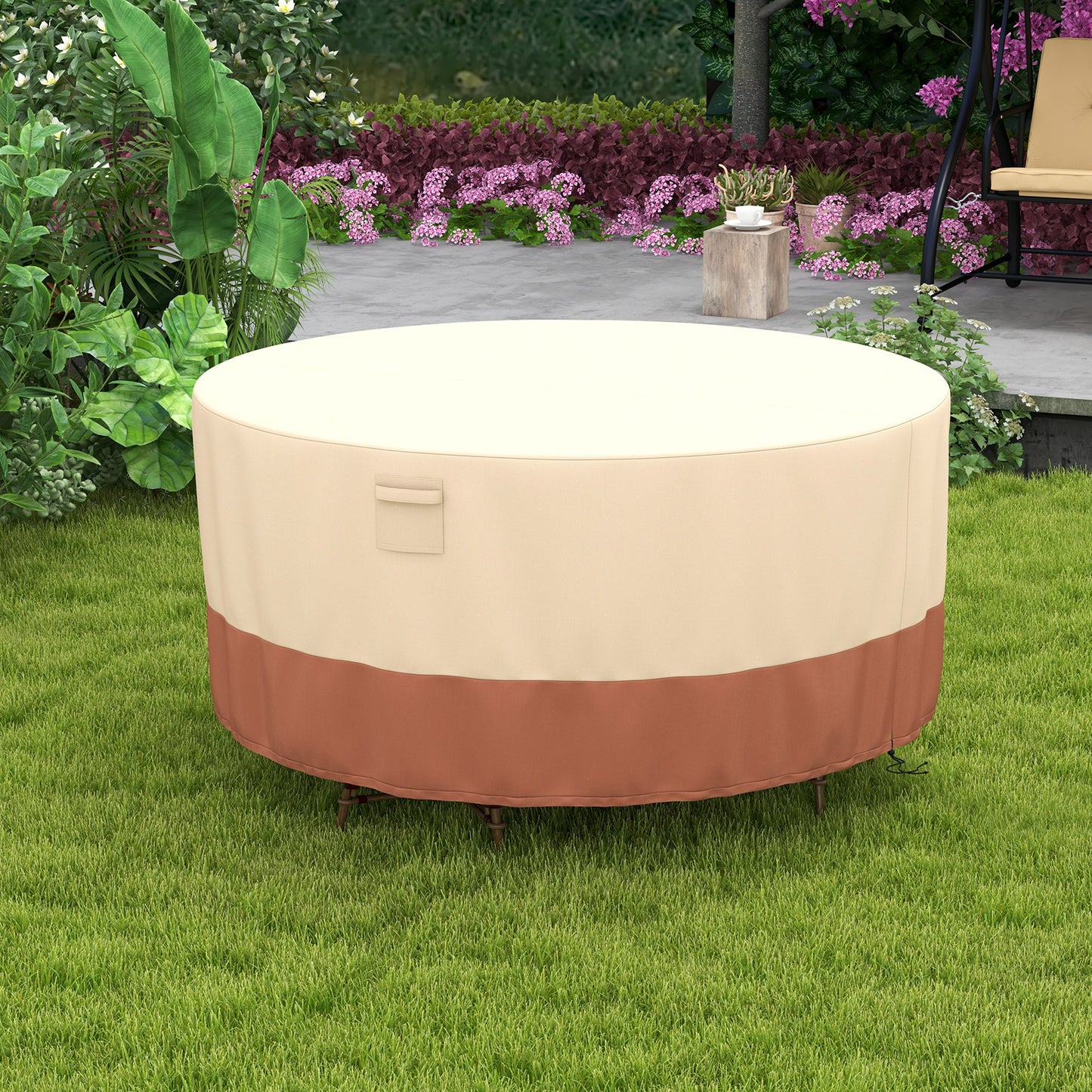 158/181/213 CM Round Patio Furniture Cover-Beige-S