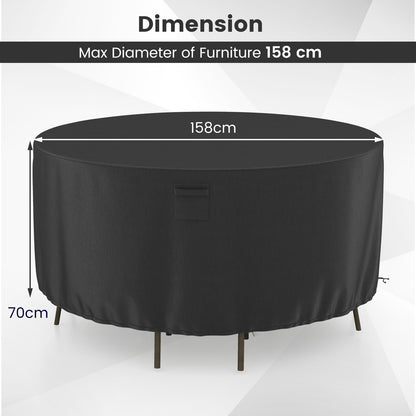 158/181/213 CM Round Patio Furniture Cover-Black-S