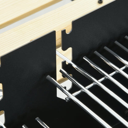 Outsunny Charcoal BBQ Grill, Barbecue Trolley with Double Adjustable Grill, Side Table, Storage Shelf and Wheels for Outdoor Garden Party Cooking, Black