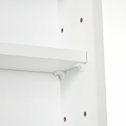 HOMCOM 5-Tier Wall Display Shelf Unit Cabinet w/ 4 Adjustable Shelves Glass Doors Home Office Ornaments 60x80cm White