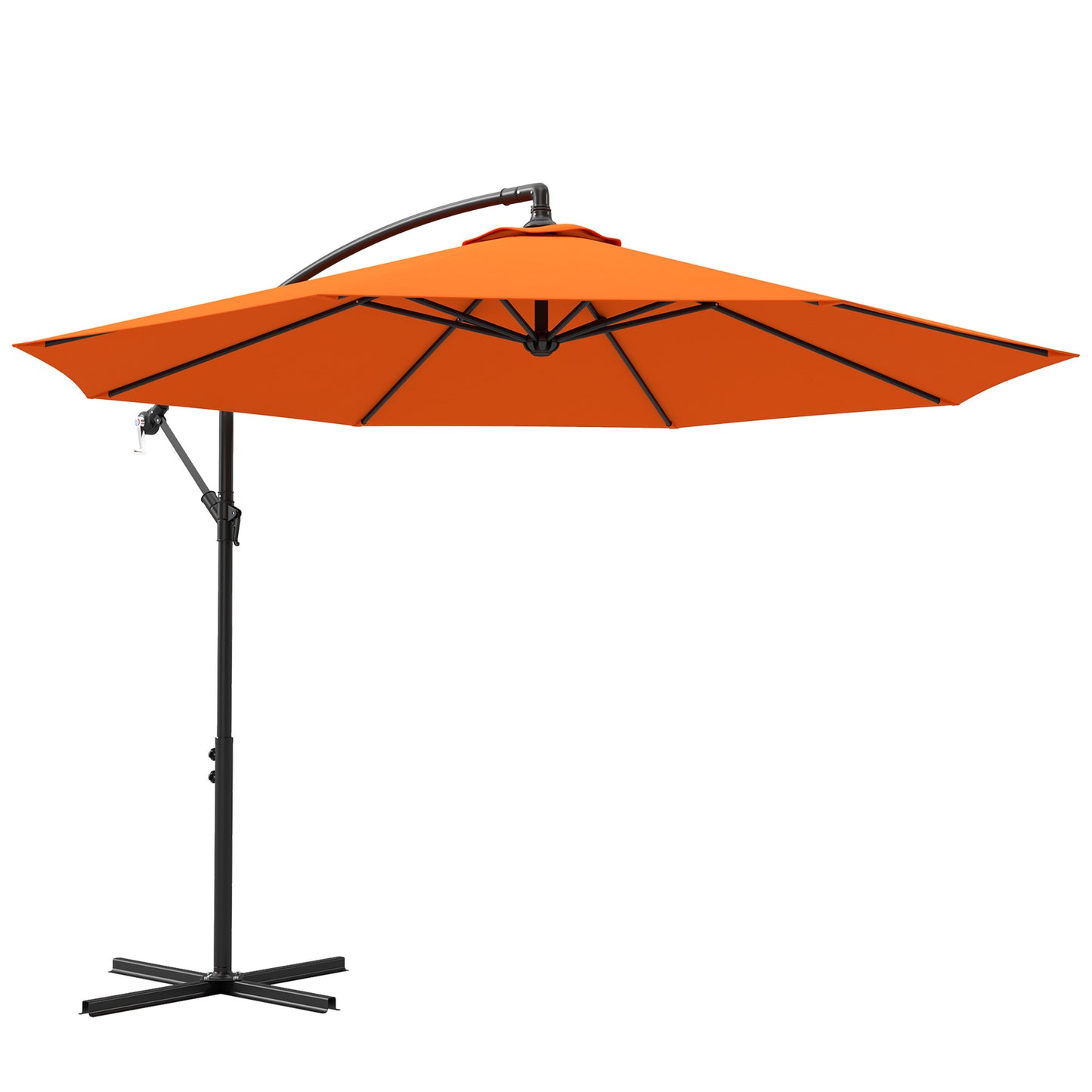 Outsunny 3(m) Overhanging Parasol, with Base - Orange
