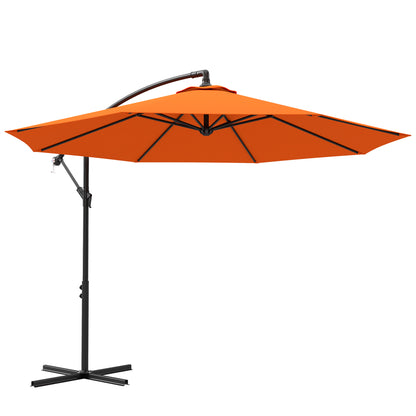 Outsunny 3(m) Overhanging Parasol, with Base - Orange