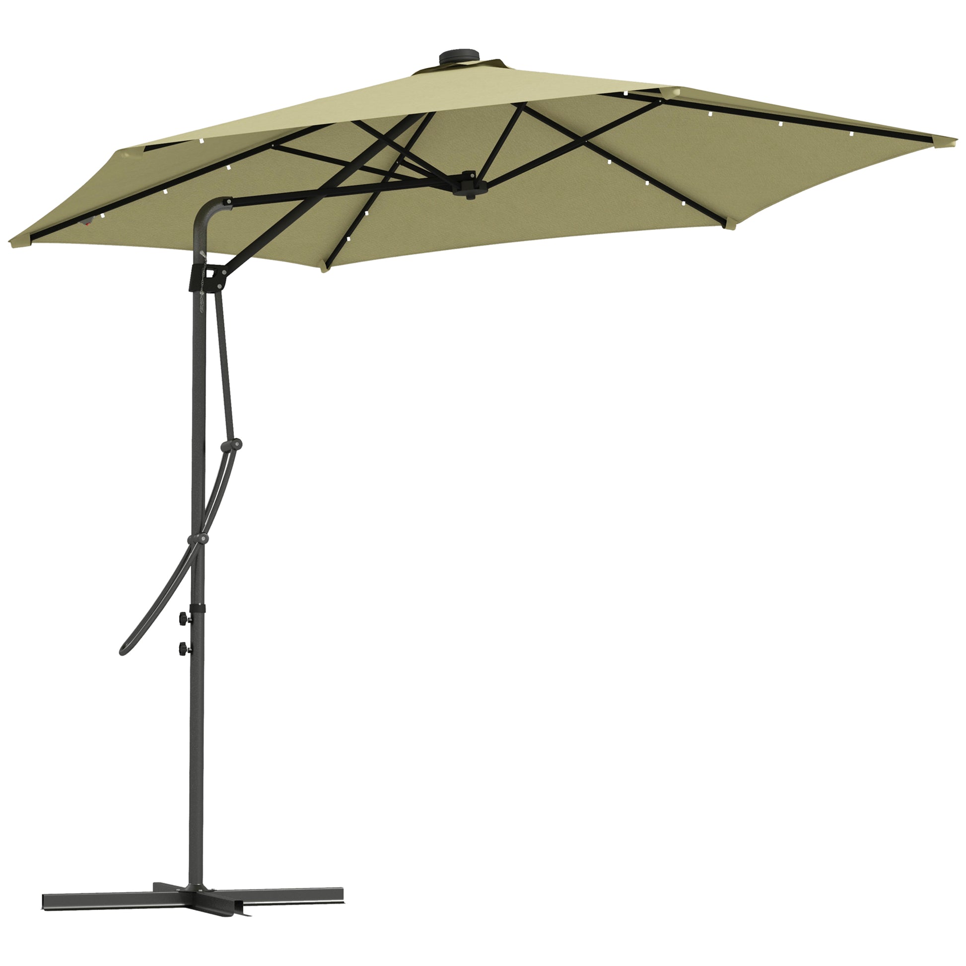 Outsunny 3(m) Solar LED Cantilever Parasol, Beige