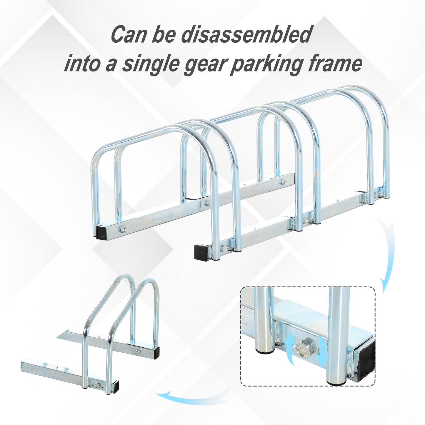 HOMCOM Bike Stand Parking Rack Floor or Wall Mount Bicycle Cycle Storage Locking Stand 76L x 33W x 27H (3 Racks, Silver)