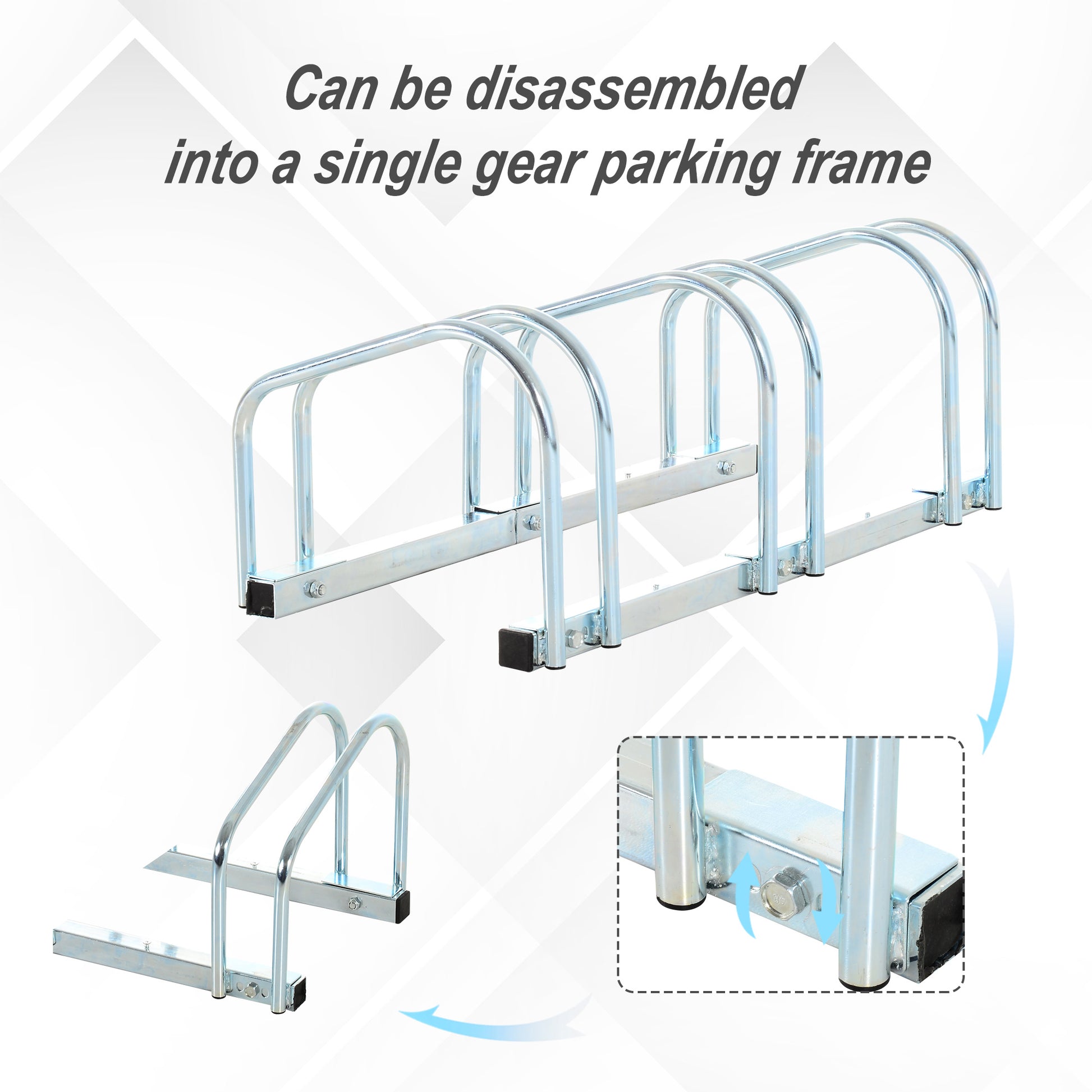 HOMCOM Bike Stand Parking Rack Floor or Wall Mount Bicycle Cycle Storage Locking Stand 76L x 33W x 27H (3 Racks, Silver)