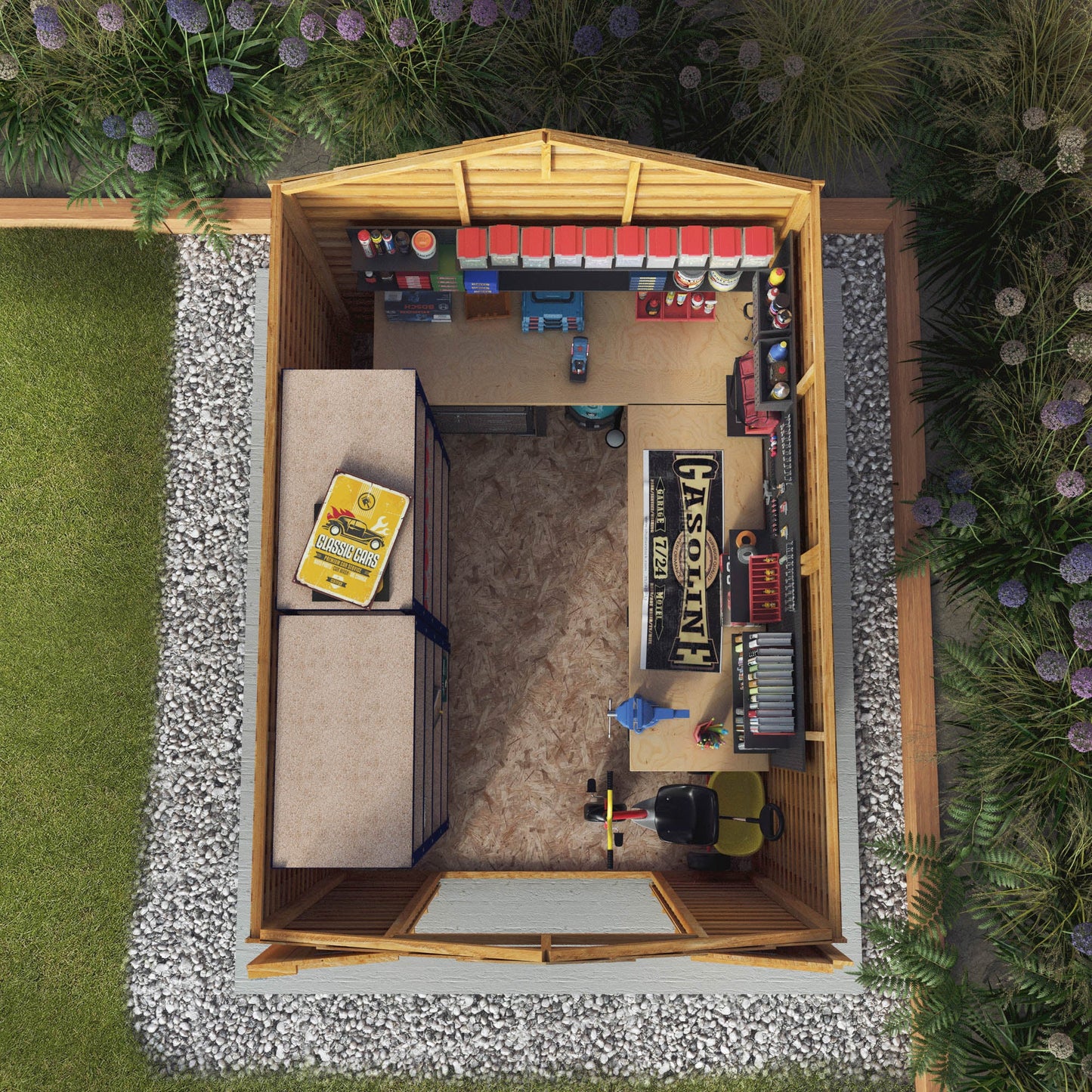 8 X 6 Overlap Apex - Double Door - Windowless