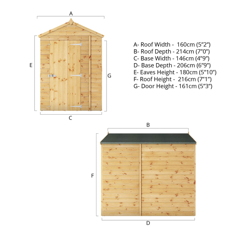 7 X 5 Shiplap Apex - Windowless