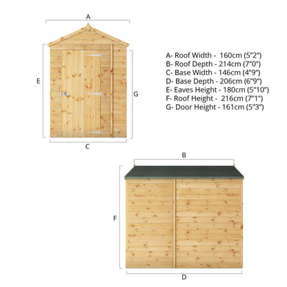 7 X 5 Shiplap Apex - Windowless