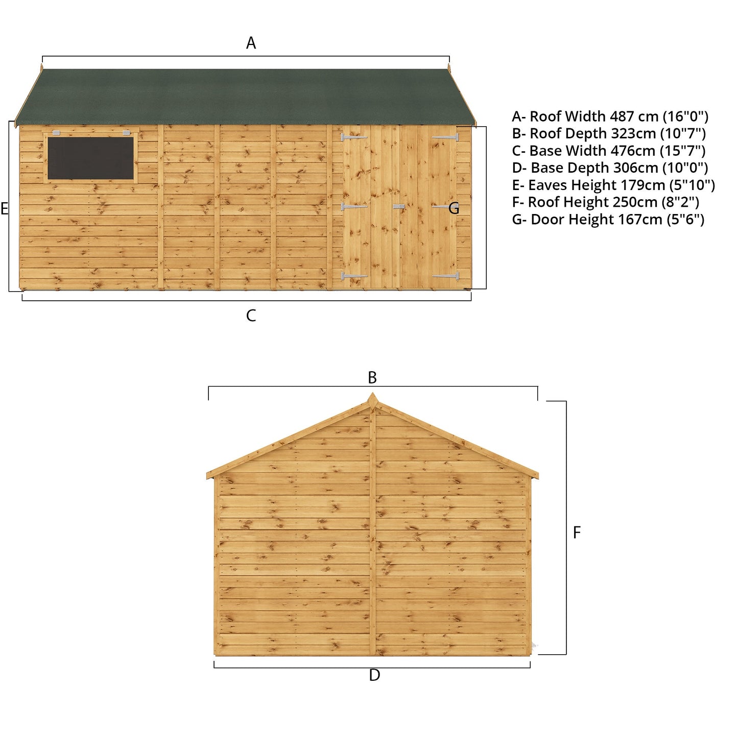 16 X 10 Premium Shiplap Reverse Apex Workshop