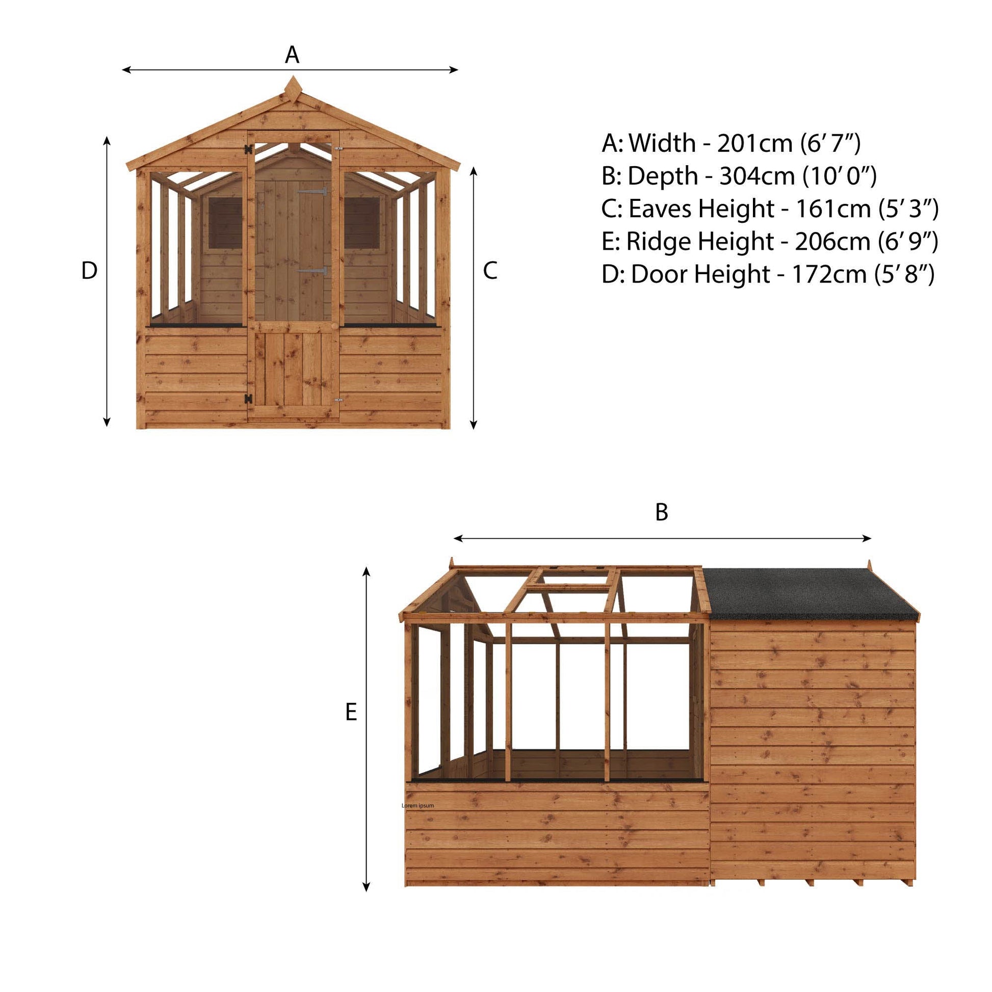 10 X 6 Traditional Apex Greenhouse Combi Shed