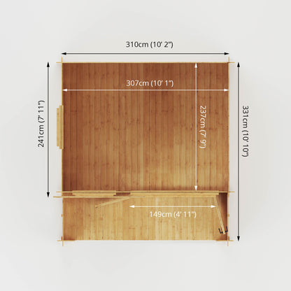 3.3M X 3.4M Log Cabin With Veranda - 19Mm