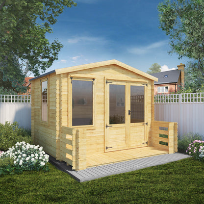 3.3M X 3.4M Log Cabin With Veranda - 19Mm