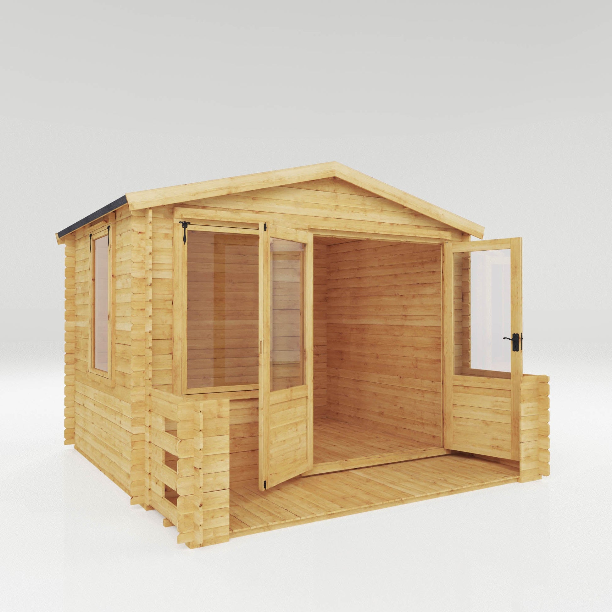 3.3M X 3.4M Log Cabin With Veranda - 19Mm