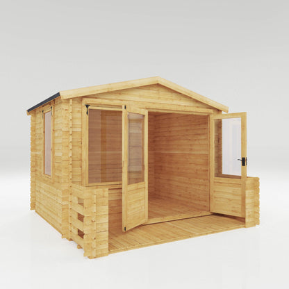 3.3M X 3.4M Log Cabin With Veranda - 19Mm