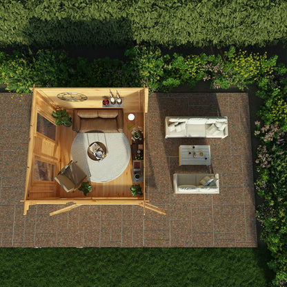 3M X 3M Studio Pent Log Cabin - 44Mm