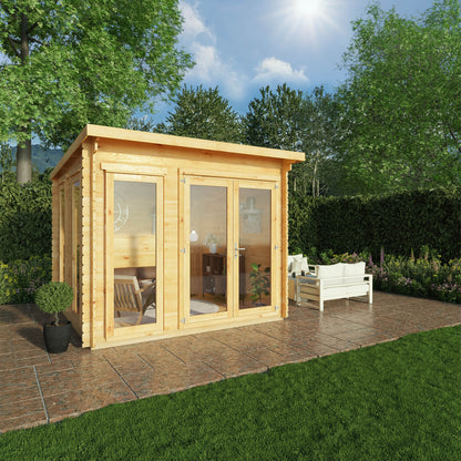 3M X 3M Studio Pent Log Cabin - 44Mm