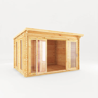 4M X 3M Studio Pent Log Cabin - 34Mm