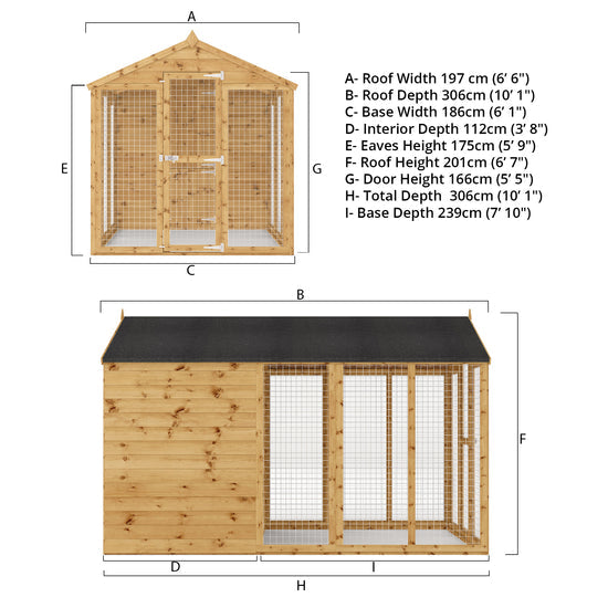10 X 6 Staffordshire Dog Kennel & Run