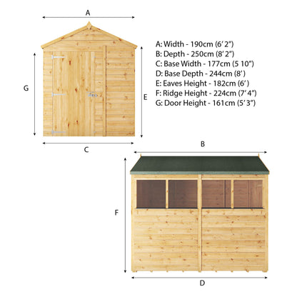 8 x 6 Woodsman Shiplap Apex - Styrene