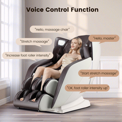 Full Body Zero Gravity SL Track Electric Shiatsu Massage Chair-Brown