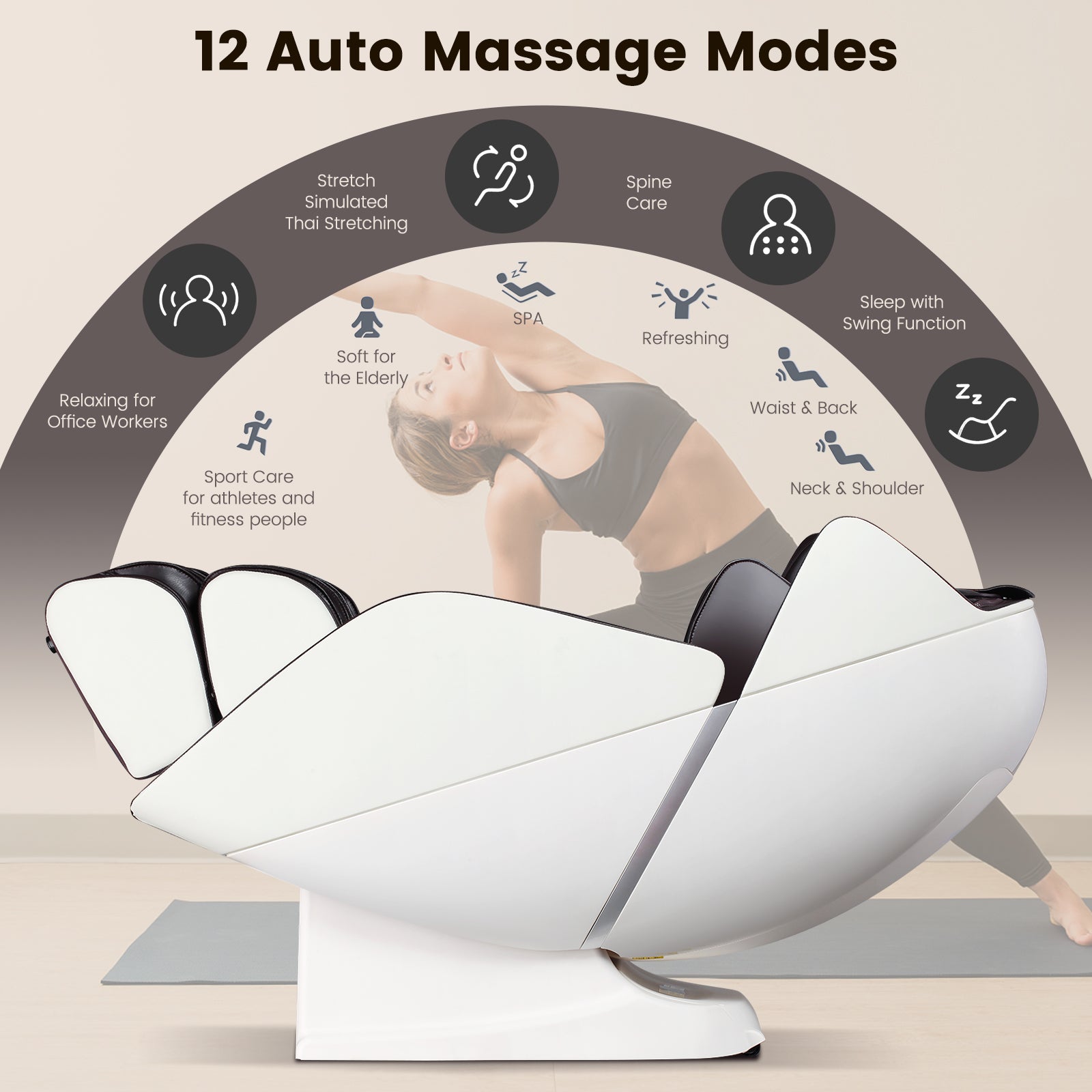 Full Body Zero Gravity SL Track Electric Shiatsu Massage Chair-Brown